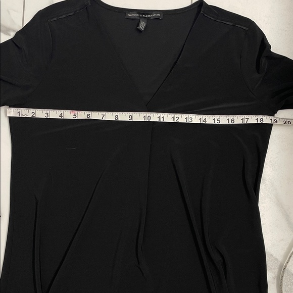 Black V Neck Blouse Long Sleeve with 3 Button Cuff Relaxed Fit Sz Small - Picture 11 of 13